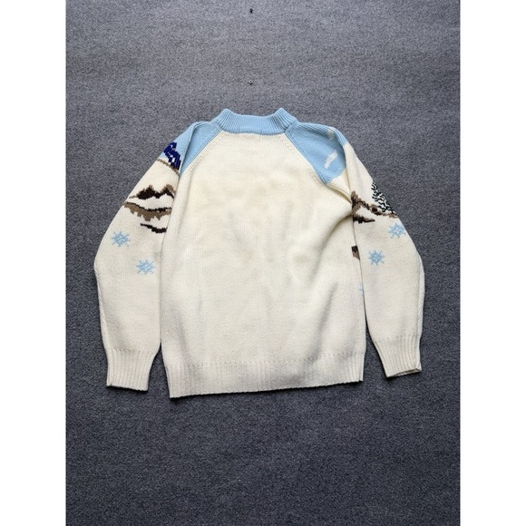 Vtg Rare Discovery California Hand Knit Acrylic Skiing Trees Size Large - Picture 5 of 6